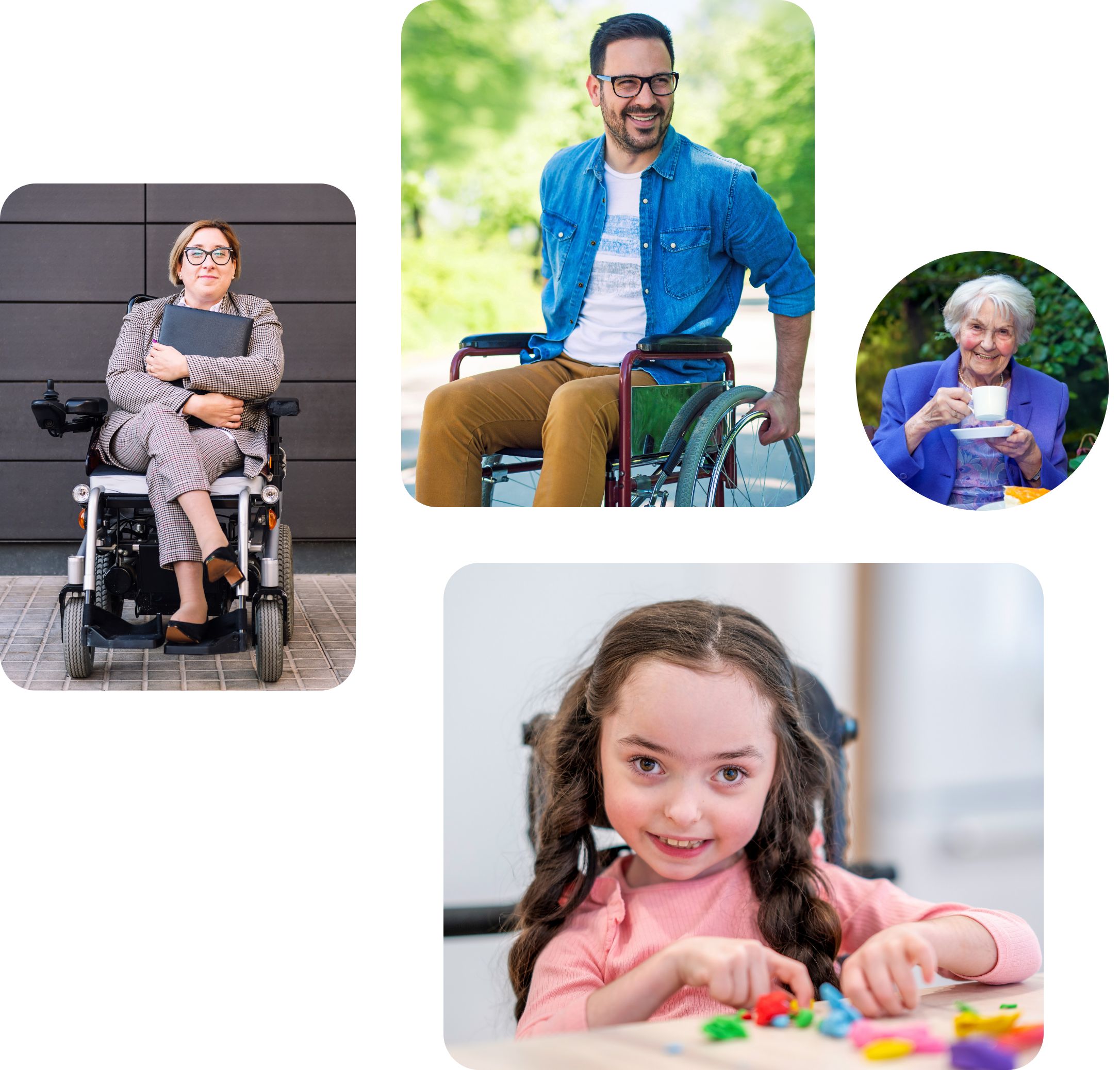 Verschiedene Portraits von Menschen mit Behinderung